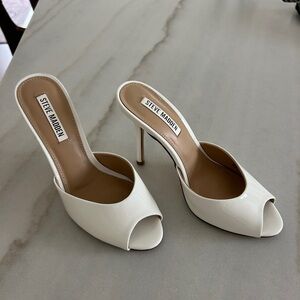 Steve Madden White High Heel Mules